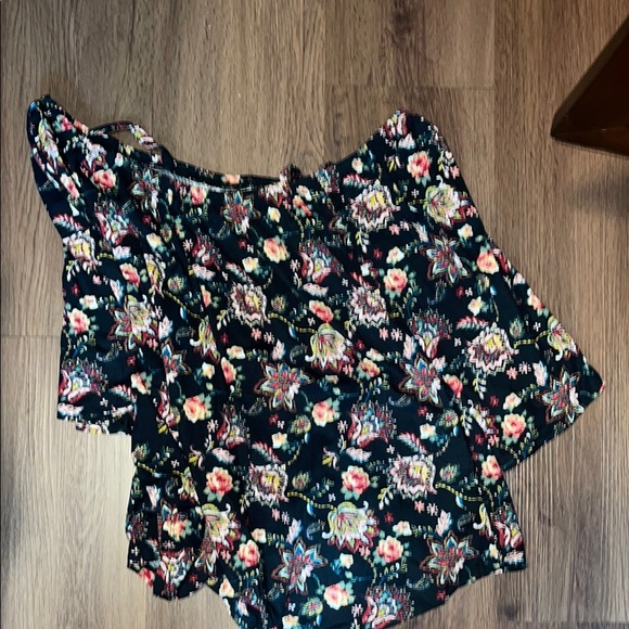 Multicolored Off the Shoulder Puff Sleeve Blouse - Picture 3 of 3